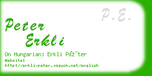 peter erkli business card